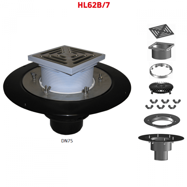Кровельная воронка HL62B/7 DN75 с решеткой