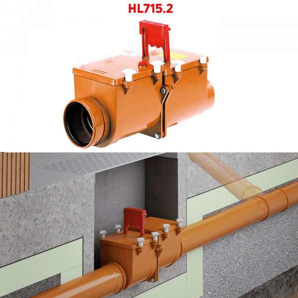 Канализационный двухкамерный затвор HL715.2 соединением DN160