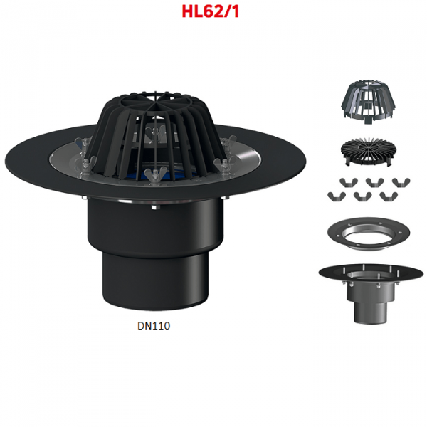 Кровельная воронка HL62/1 с вертикальным выпуском DN110