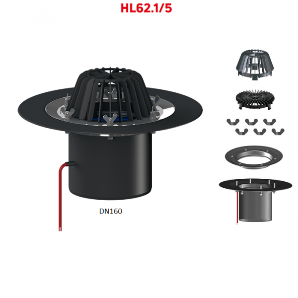 Кровельная воронка HL62.1/5 DN160 с электроподогревом