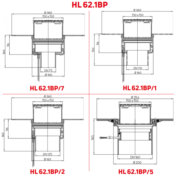 Размеры и чертеж воронок серии HL62.1BPи