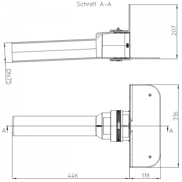Размеры и чертеж воронки HL68F.0/575