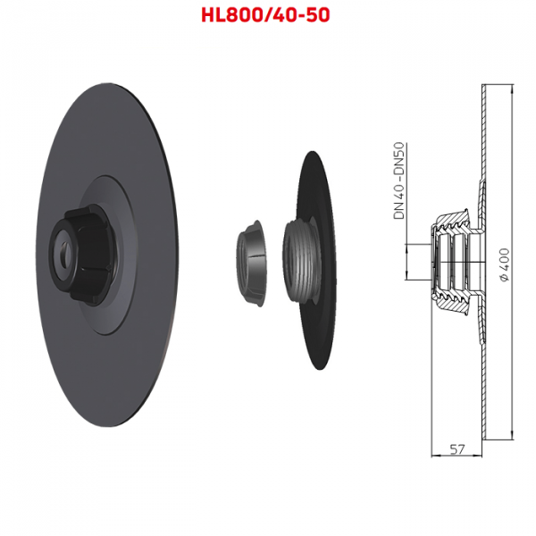 Гидроизоляционная мембрана HL800/40-50 DN40/50 ее составыне части и размеры