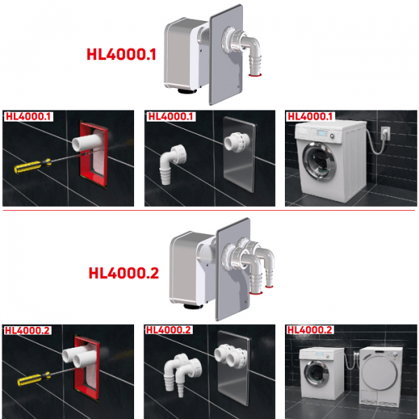 Сифоны HL4000.1 (один штуцер) и HL4000.2 (два штуцера) для сифонного корпуса HL4000.0