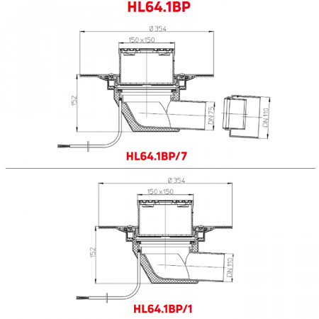 Размеры и чертеж воронок серии HL64.1BP
