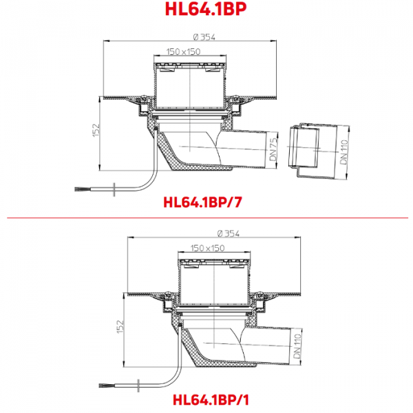 Размеры и чертеж воронок серии HL64.1BP
