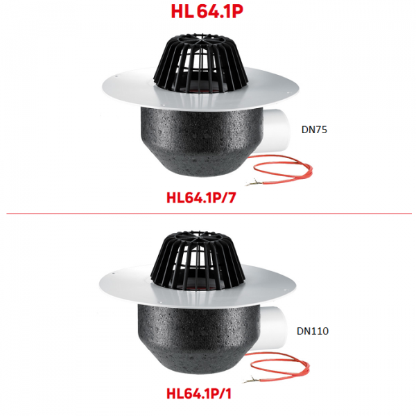 Горизонтальные воронки HL64.1P с электрообогревом для ПВХ мембран с листвоуловителем