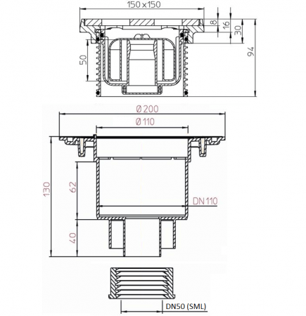 Размеры и чертеж трапа HL310NPrG-SML