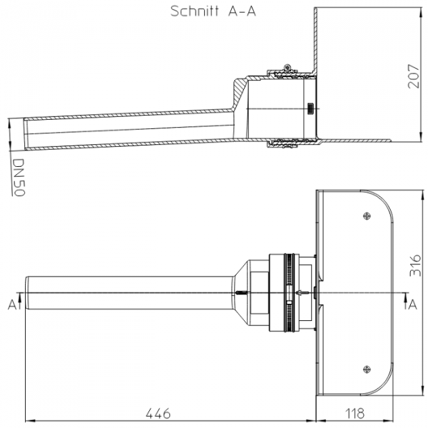 Размеры и чертеж воронки HL68F.0/50