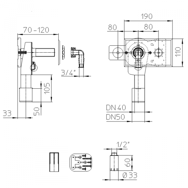 Размеры и чертеж сифона HL405ECO